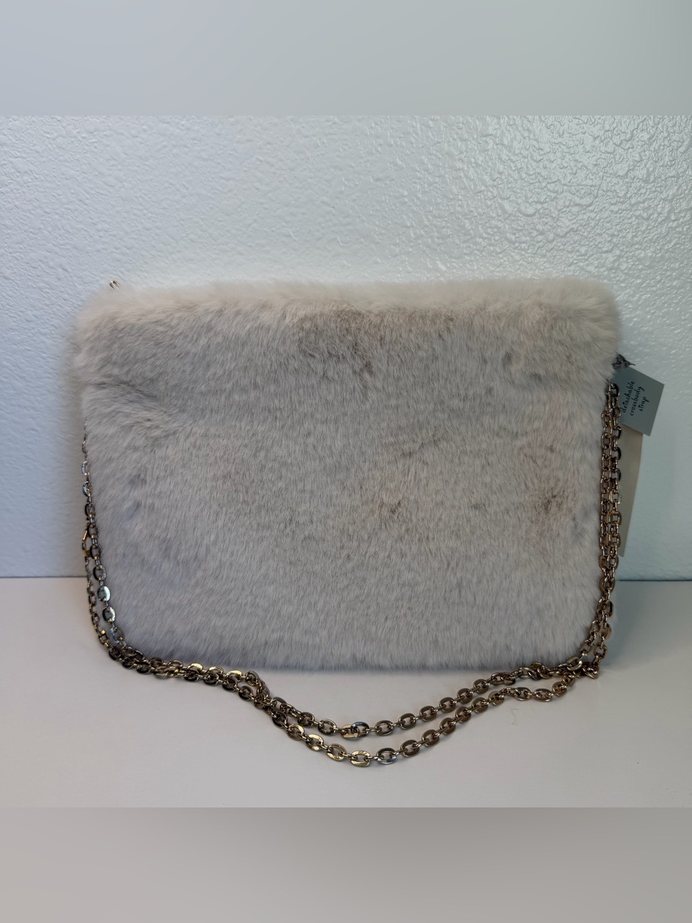 A New Day Ivory Faux Fur Crossbody Bag NWT